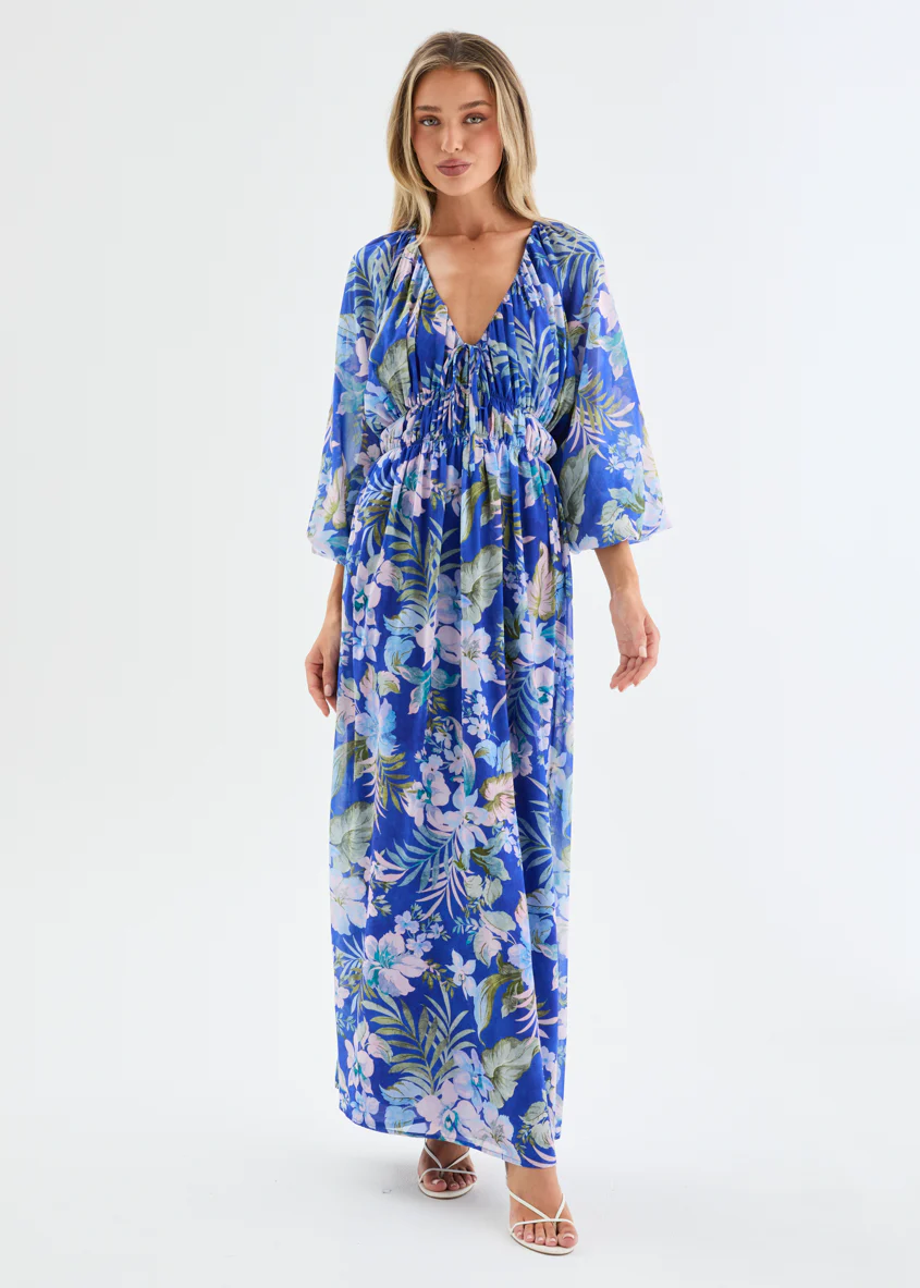 Ellaria Maxi Dress - Cobalt Garden - Image 10