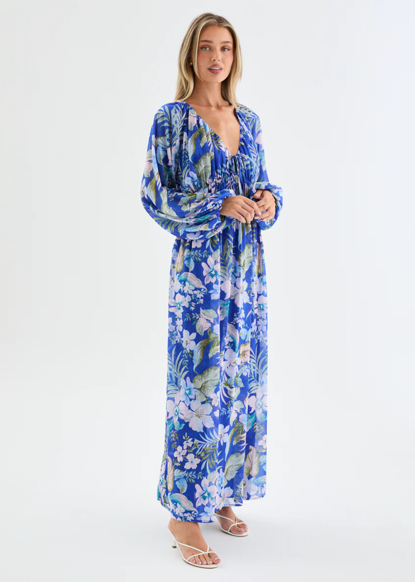 Ellaria Maxi Dress - Cobalt Garden - Image 11