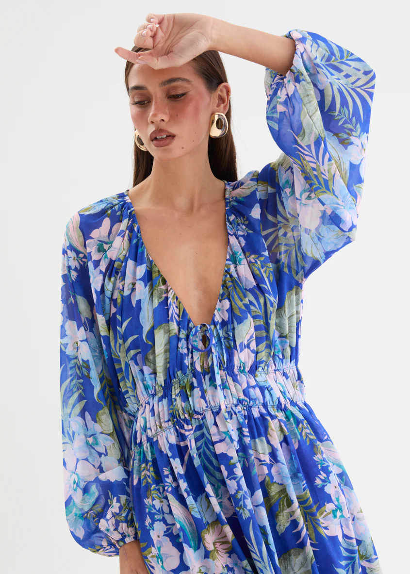 Ellaria Maxi Dress - Cobalt Garden - Image 3