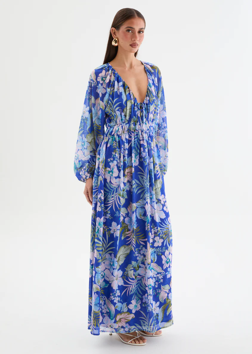 Ellaria Maxi Dress - Cobalt Garden - Image 6
