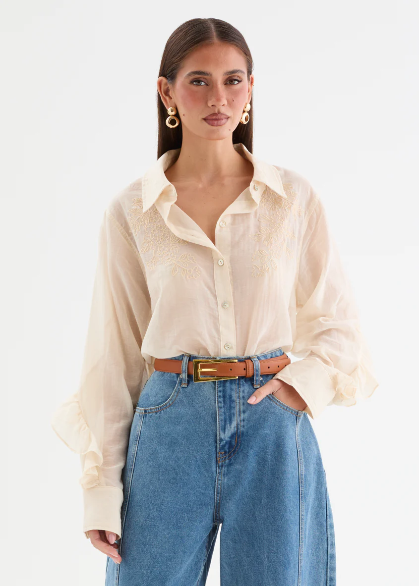 Elodey Embroidered Shirt - Cream