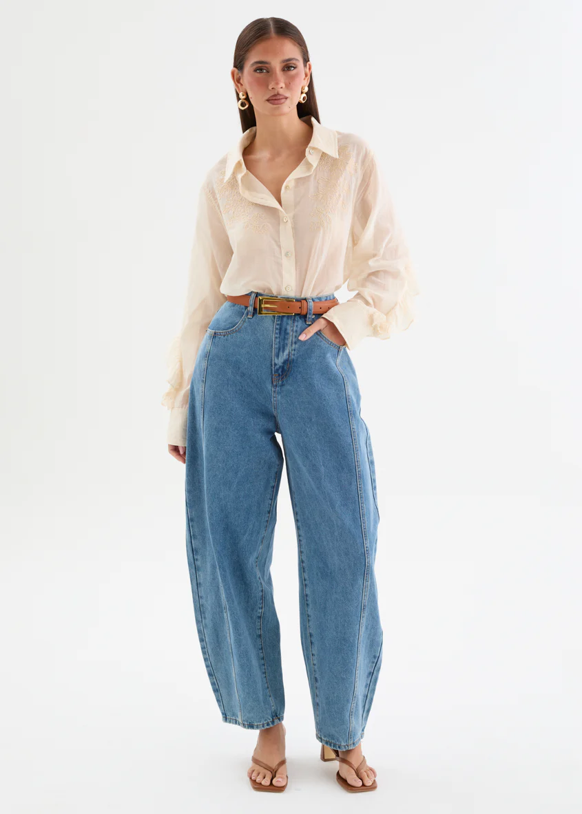 Elodey Embroidered Shirt - Cream - Image 3