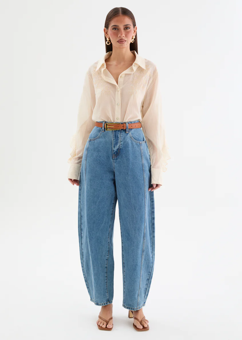 Elodey Embroidered Shirt - Cream - Image 5