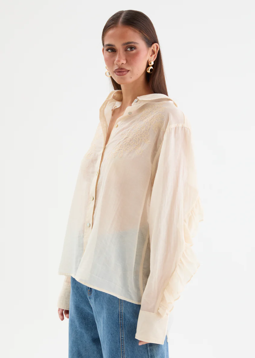 Elodey Embroidered Shirt - Cream - Image 6
