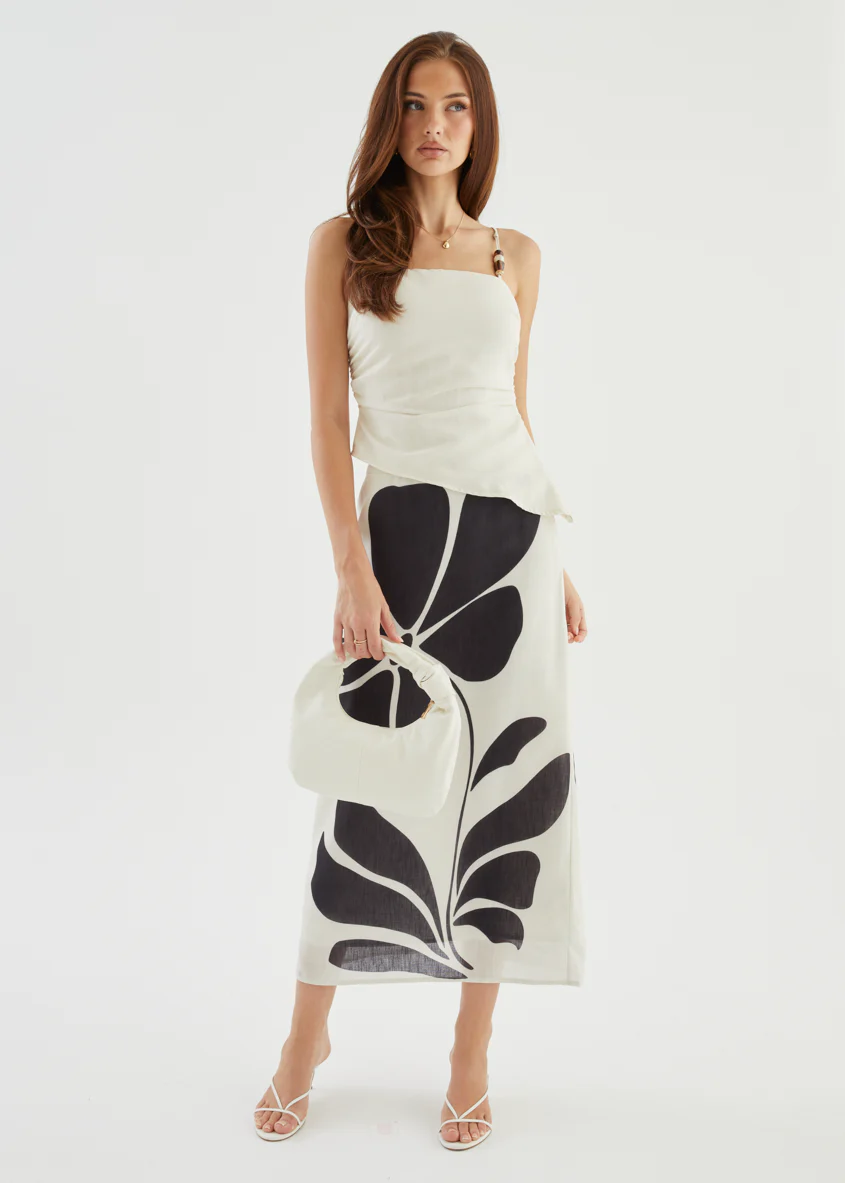 Elodie Midi Skirt - Noir Fleur - Image 3