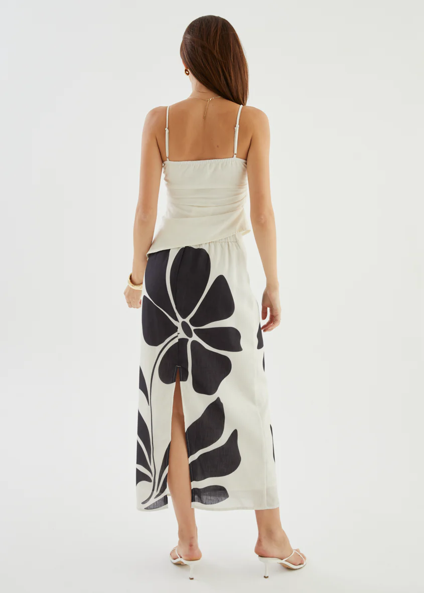 Elodie Midi Skirt - Noir Fleur - Image 7