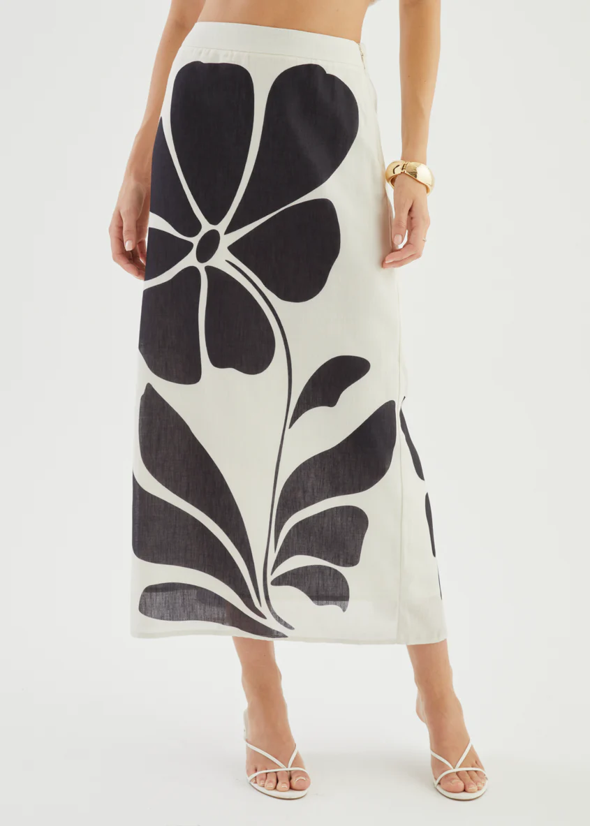 Elodie Midi Skirt - Noir Fleur - Image 9