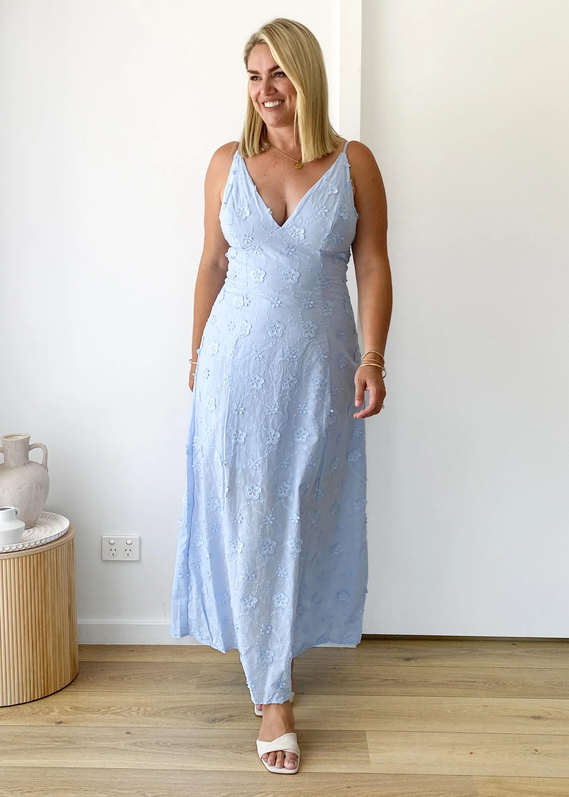 Elsa Embroidered Maxi Dress - Baby Blue - Image 2