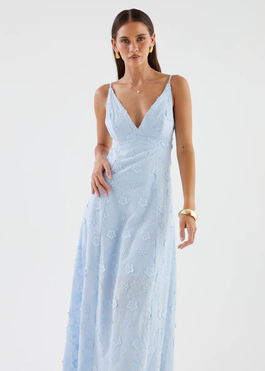 Elsa Embroidered Maxi Dress - Baby Blue - Image 4