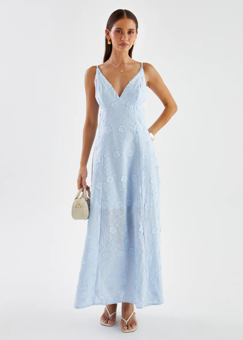 Elsa Embroidered Maxi Dress - Baby Blue - Image 6