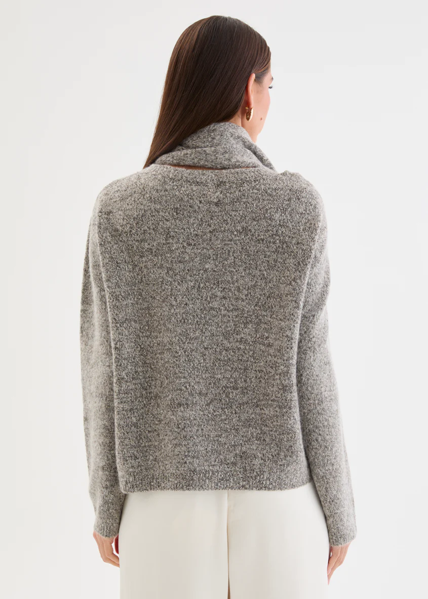 Elsah Shawl Wrap Sweater - Grey Marle - Image 4