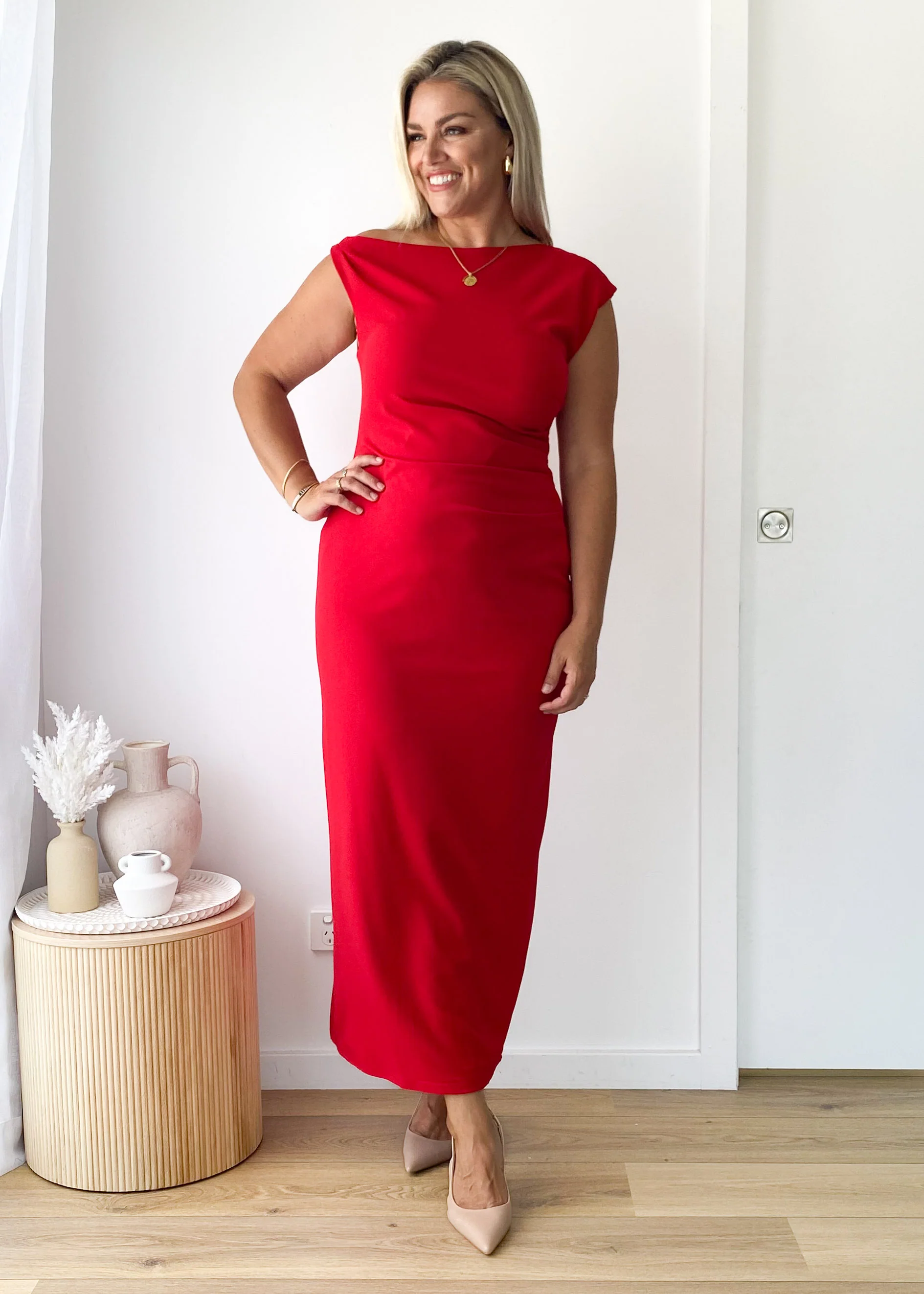 Elsea One Shoulder Maxi Dress - Red - Image 18