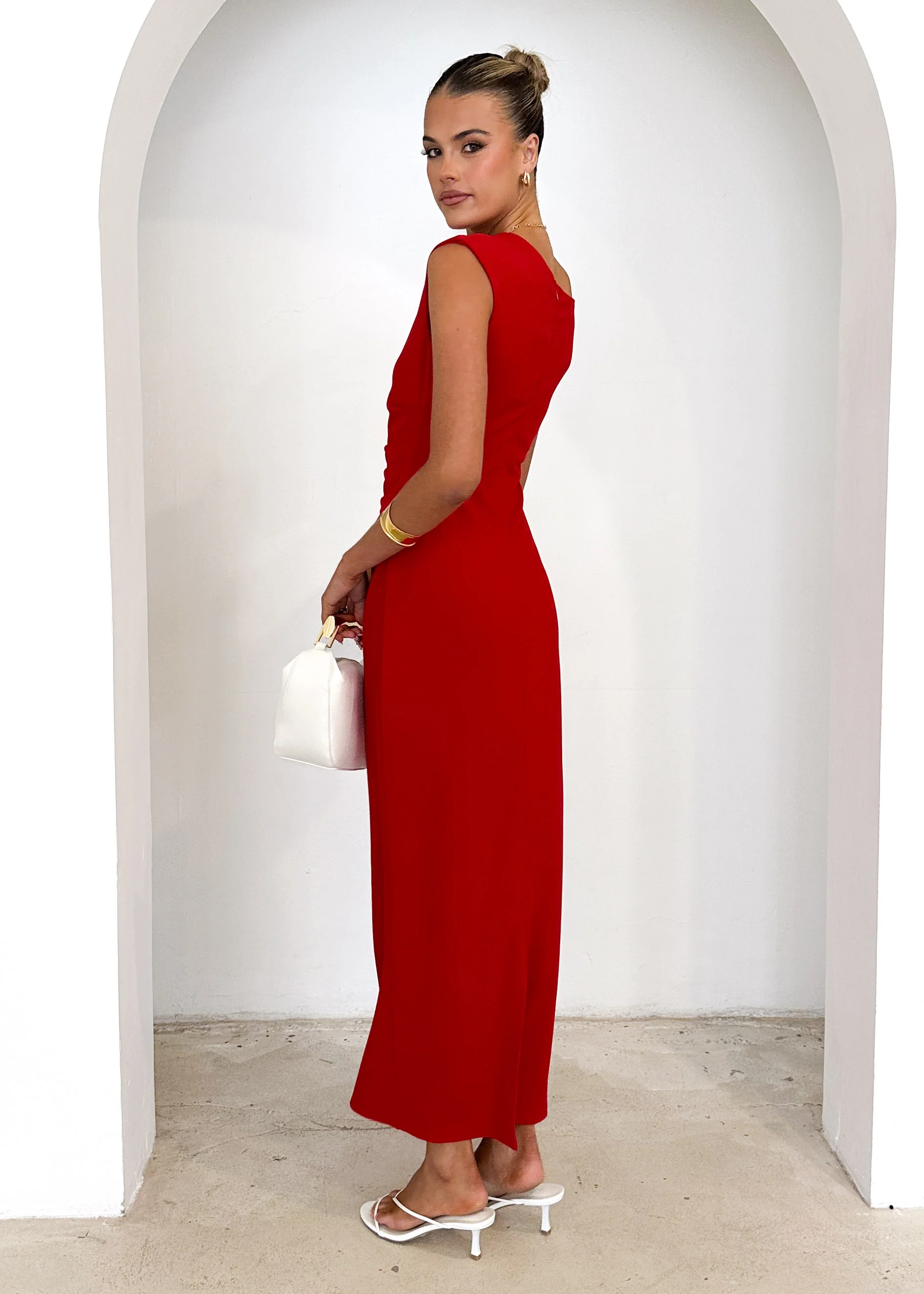 Elsea One Shoulder Maxi Dress - Red - Image 24