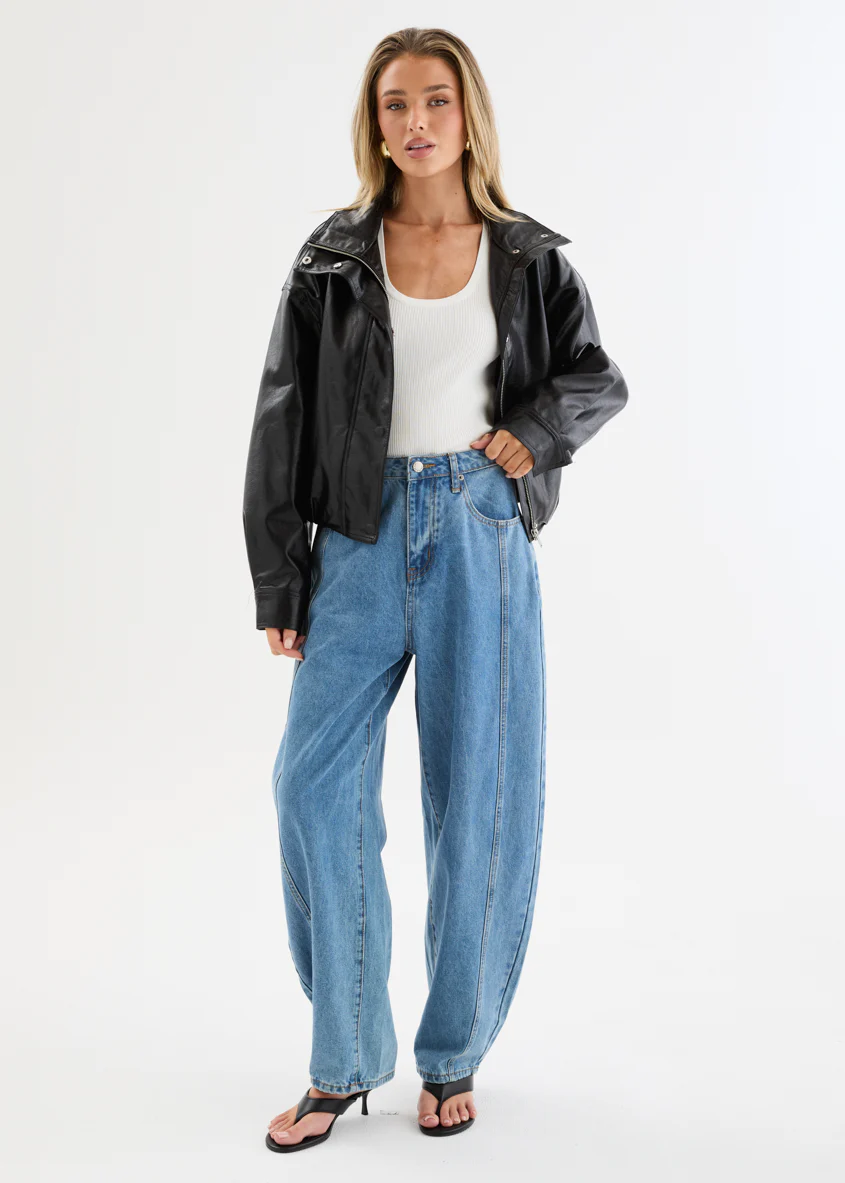Elvis PU Bomber Jacket - Black - Image 3