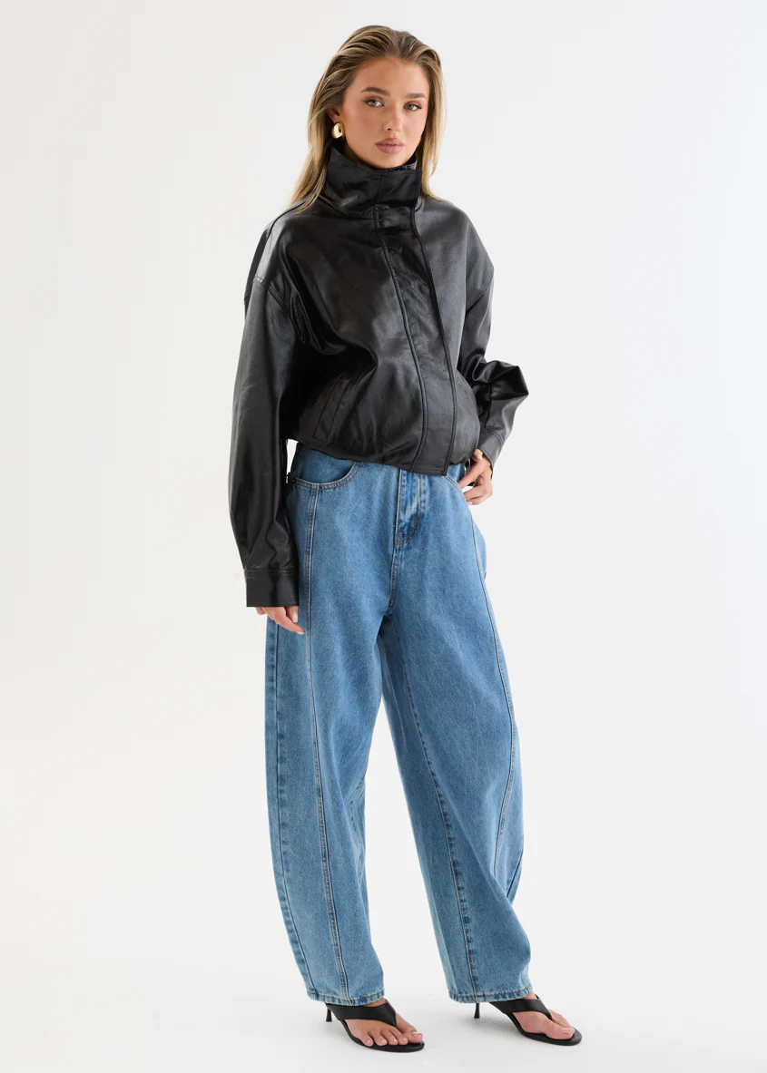 Elvis PU Bomber Jacket - Black - Image 8