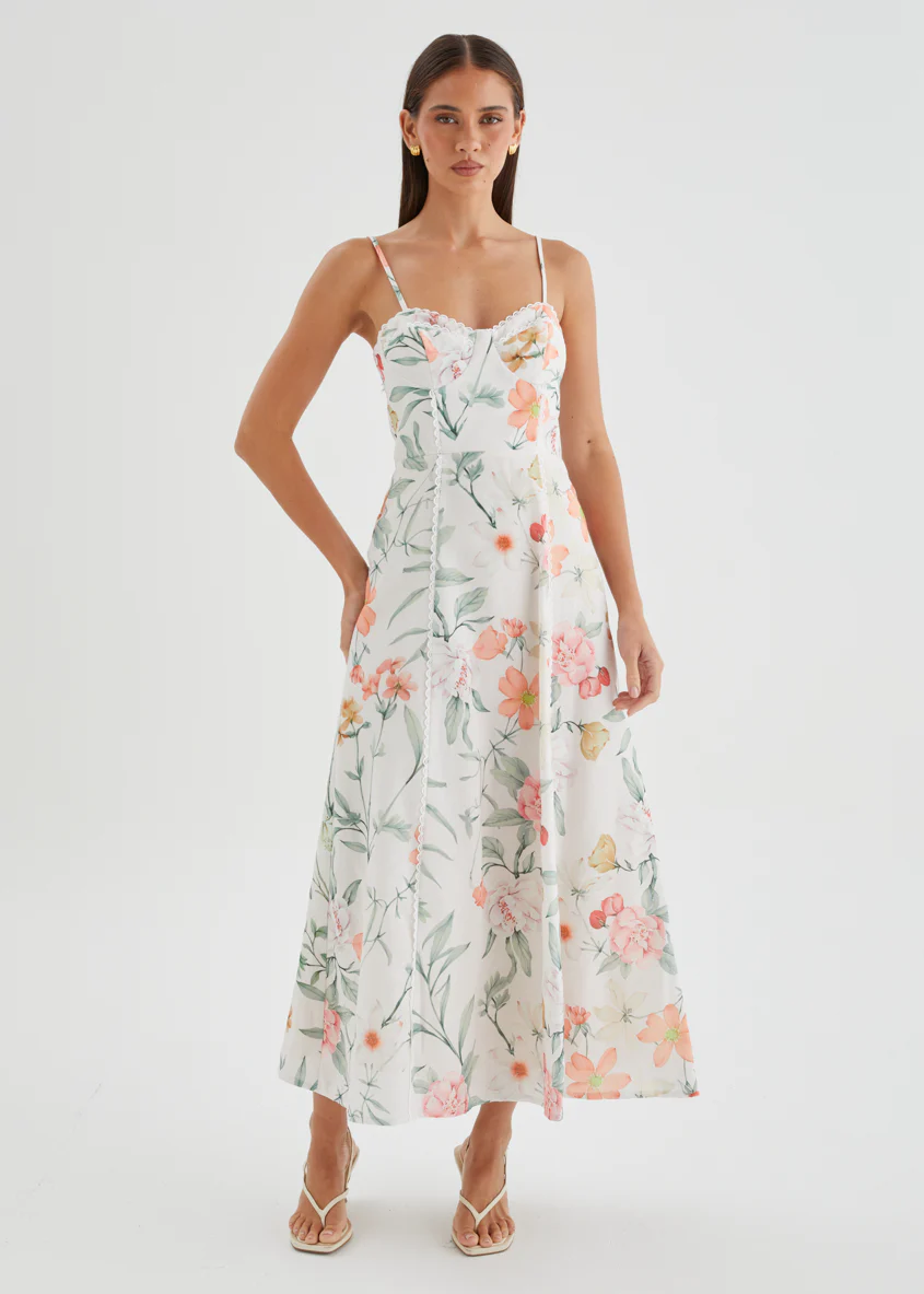 Embreigh Maxi Dress - Apricot Botanica