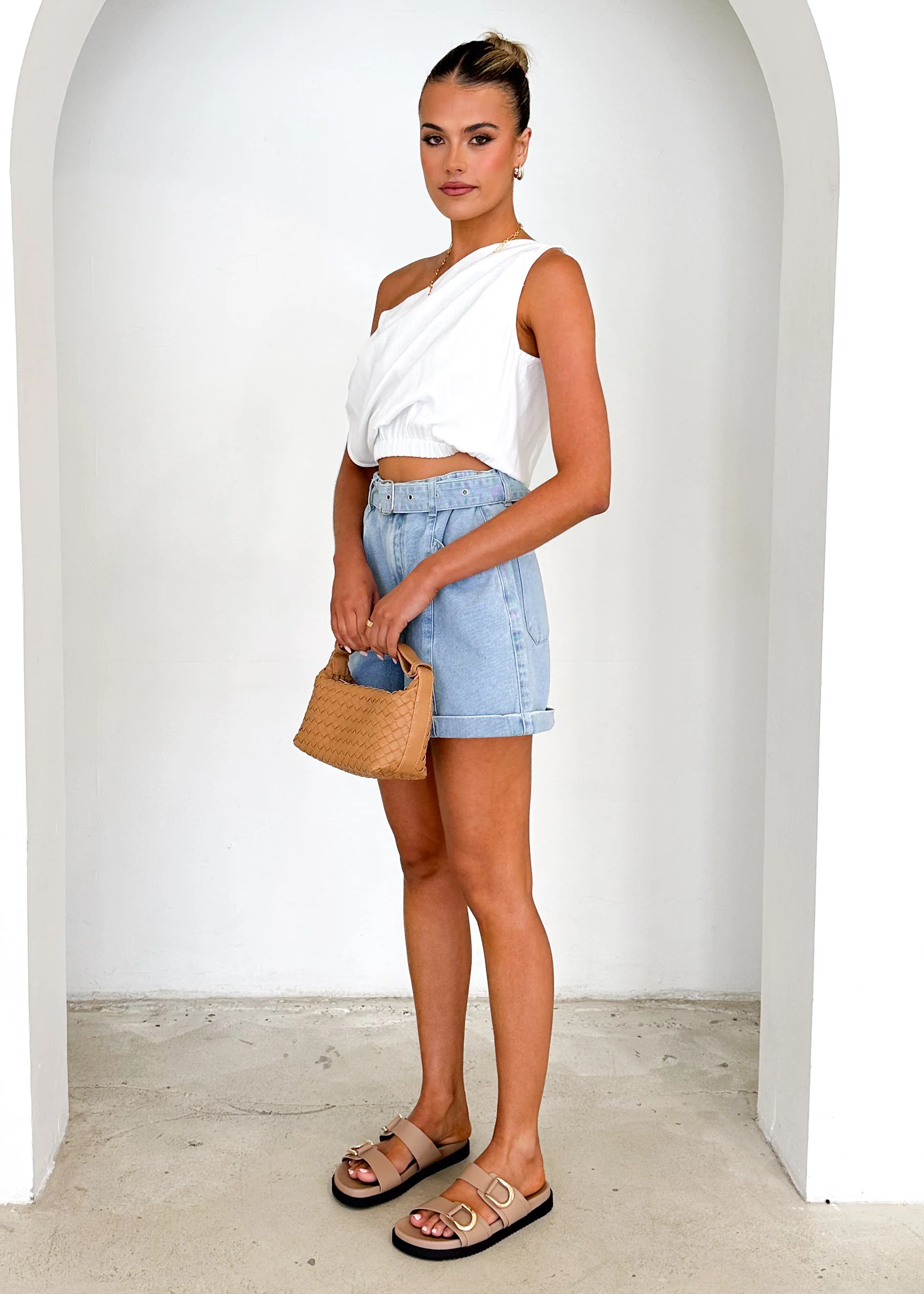 Emiko One Shoulder Crop - Off White - Image 4