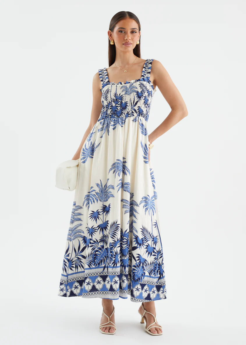 Emillina Maxi Dress - Azure Palms - Image 2