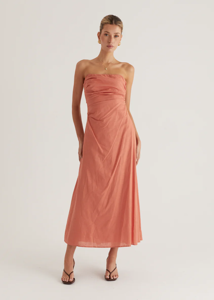 Emily Strapless Maxi Dress - Coral - Image 3