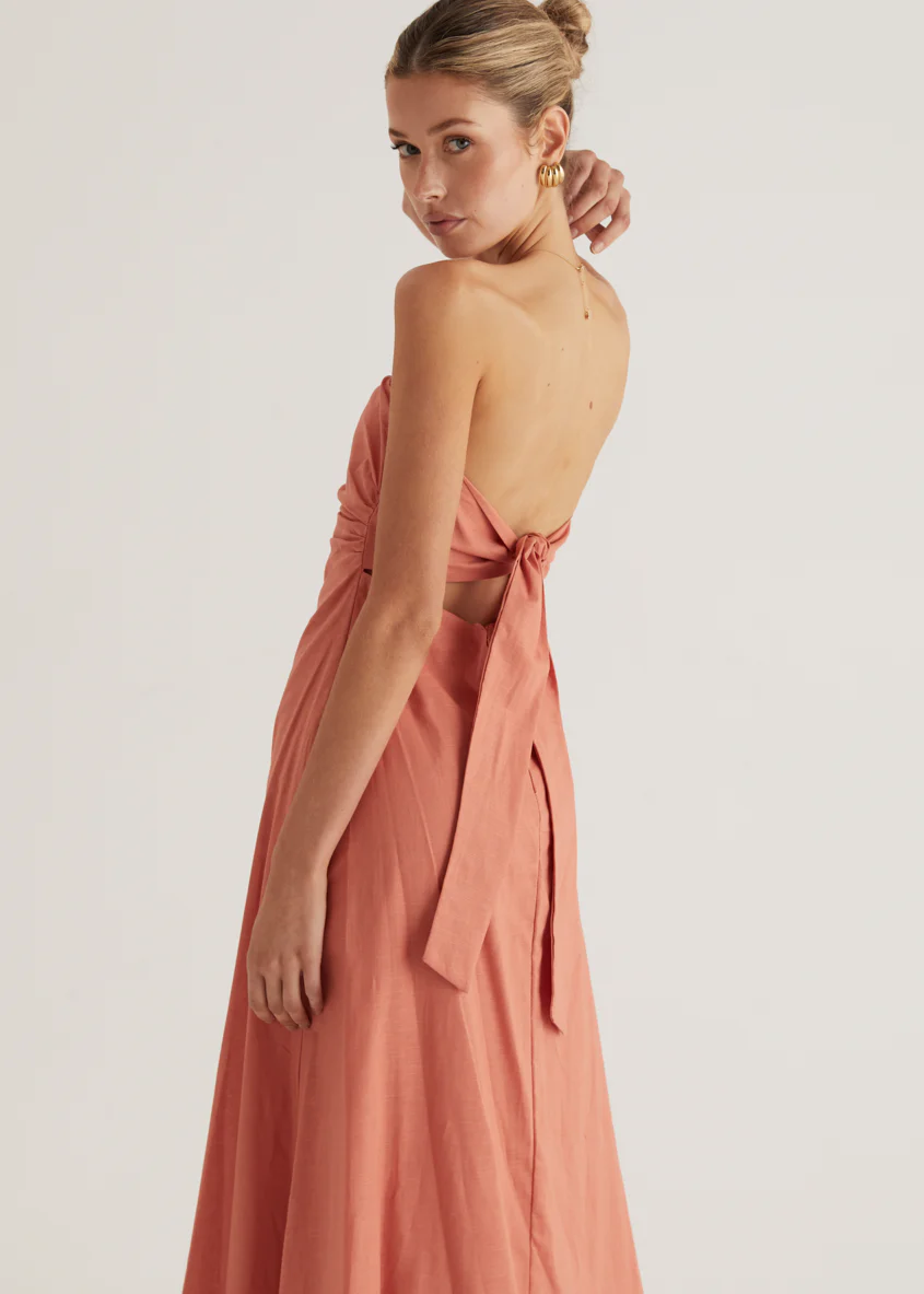 Emily Strapless Maxi Dress - Coral - Image 4