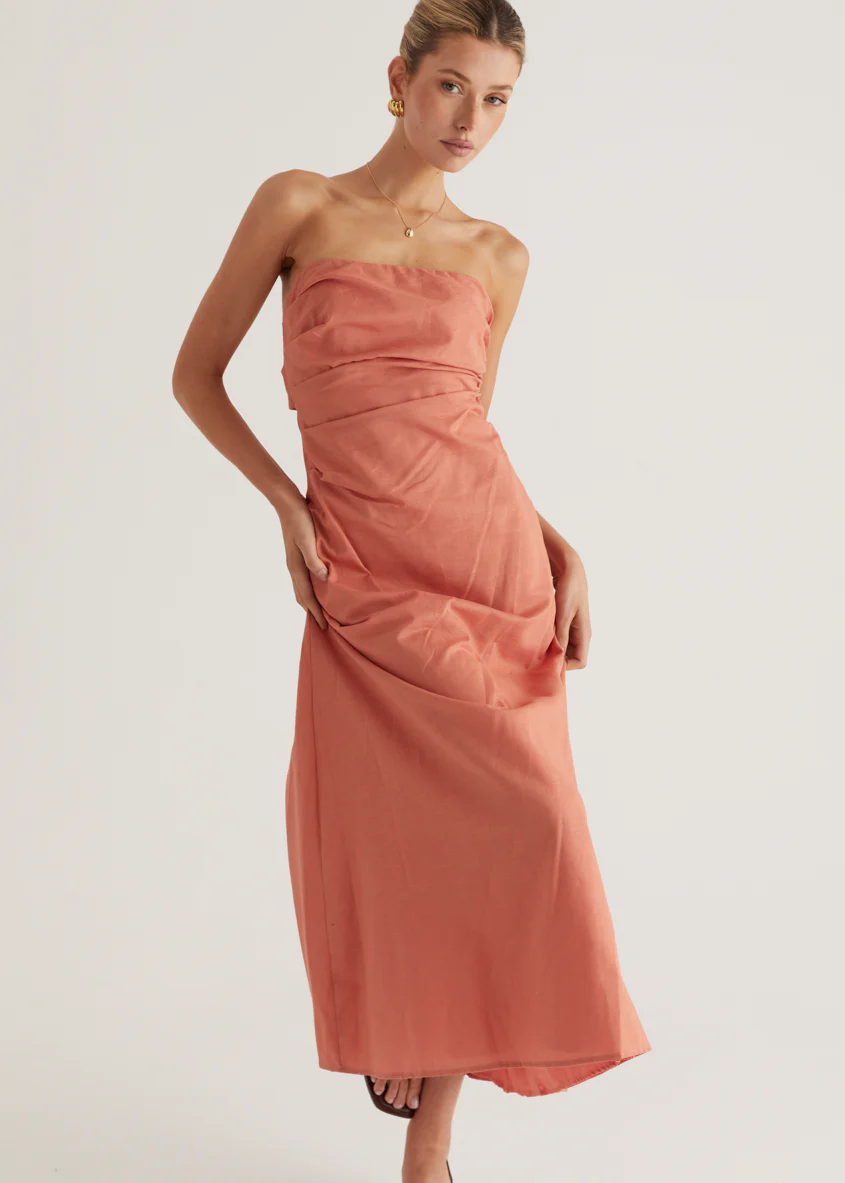 Emily Strapless Maxi Dress - Coral - Image 5
