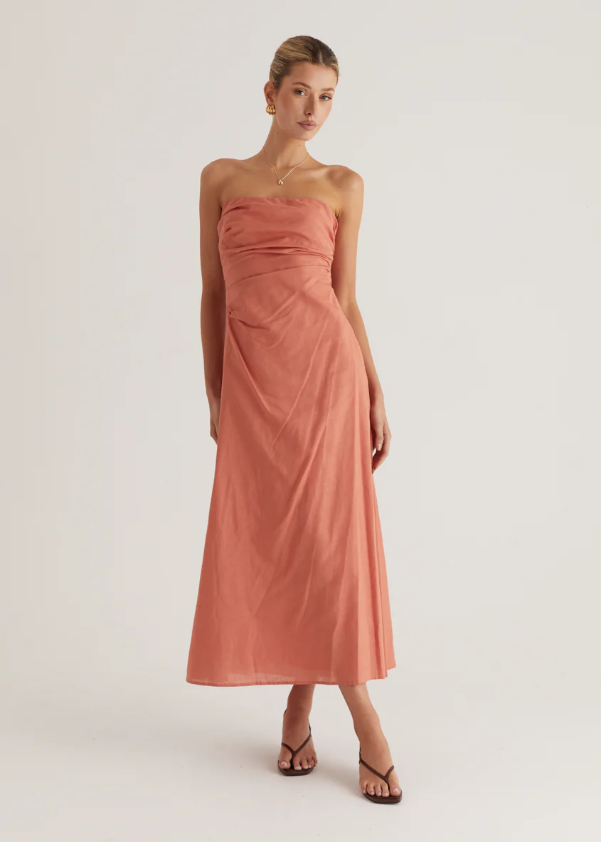 Emily Strapless Maxi Dress - Coral - Image 7