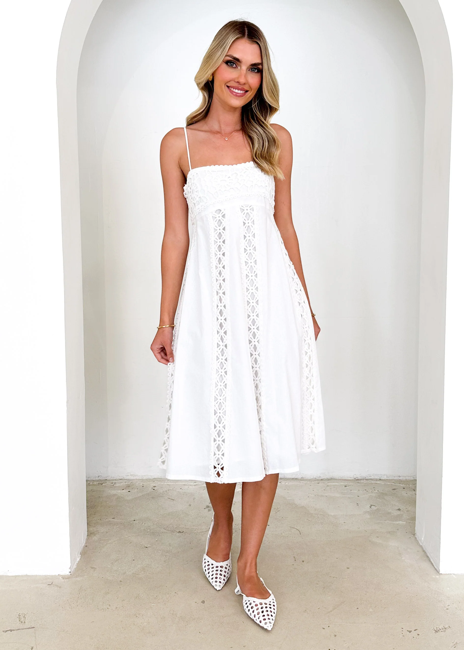 Empress Midi Dress - Off White - Image 5