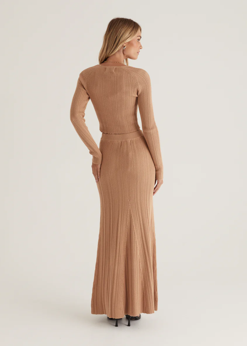 Enota Knit Maxi Skirt - Camel - Image 10