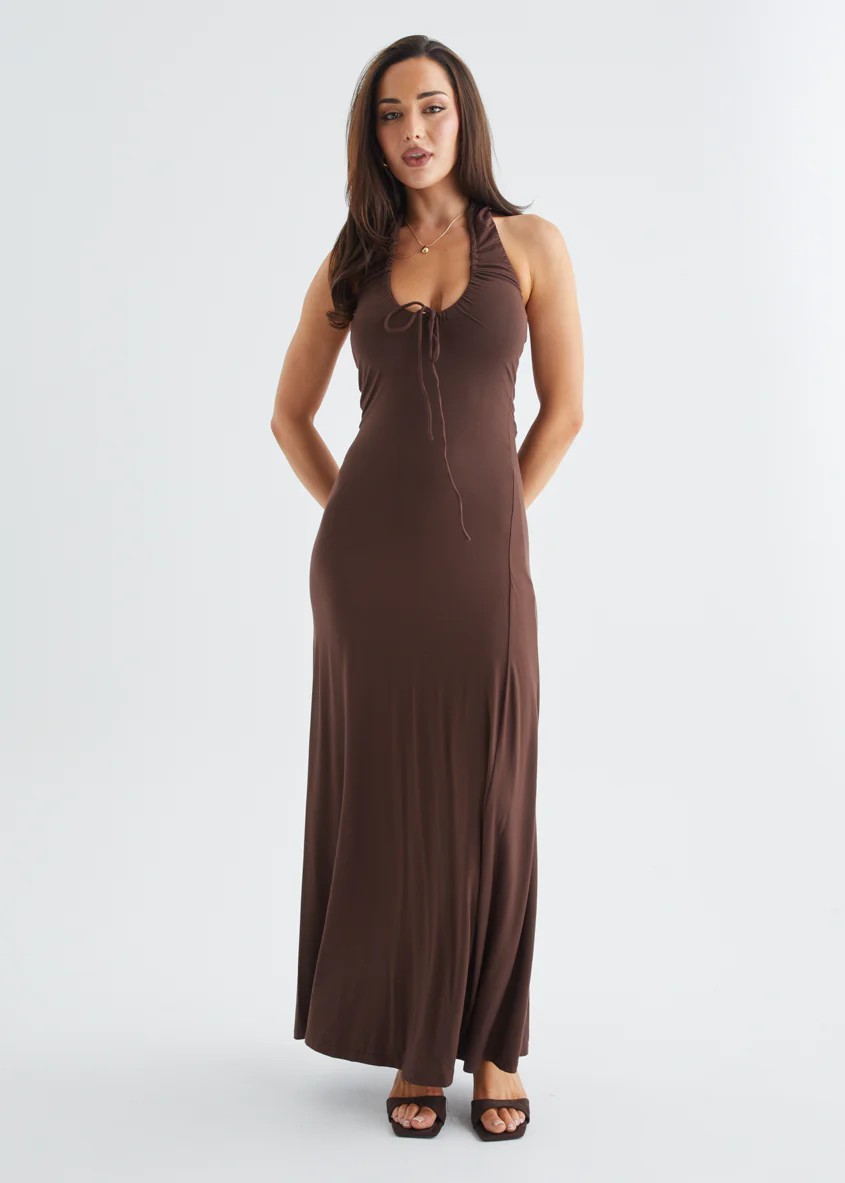 Erin Halter Maxi Dress - Chocolate - Image 3