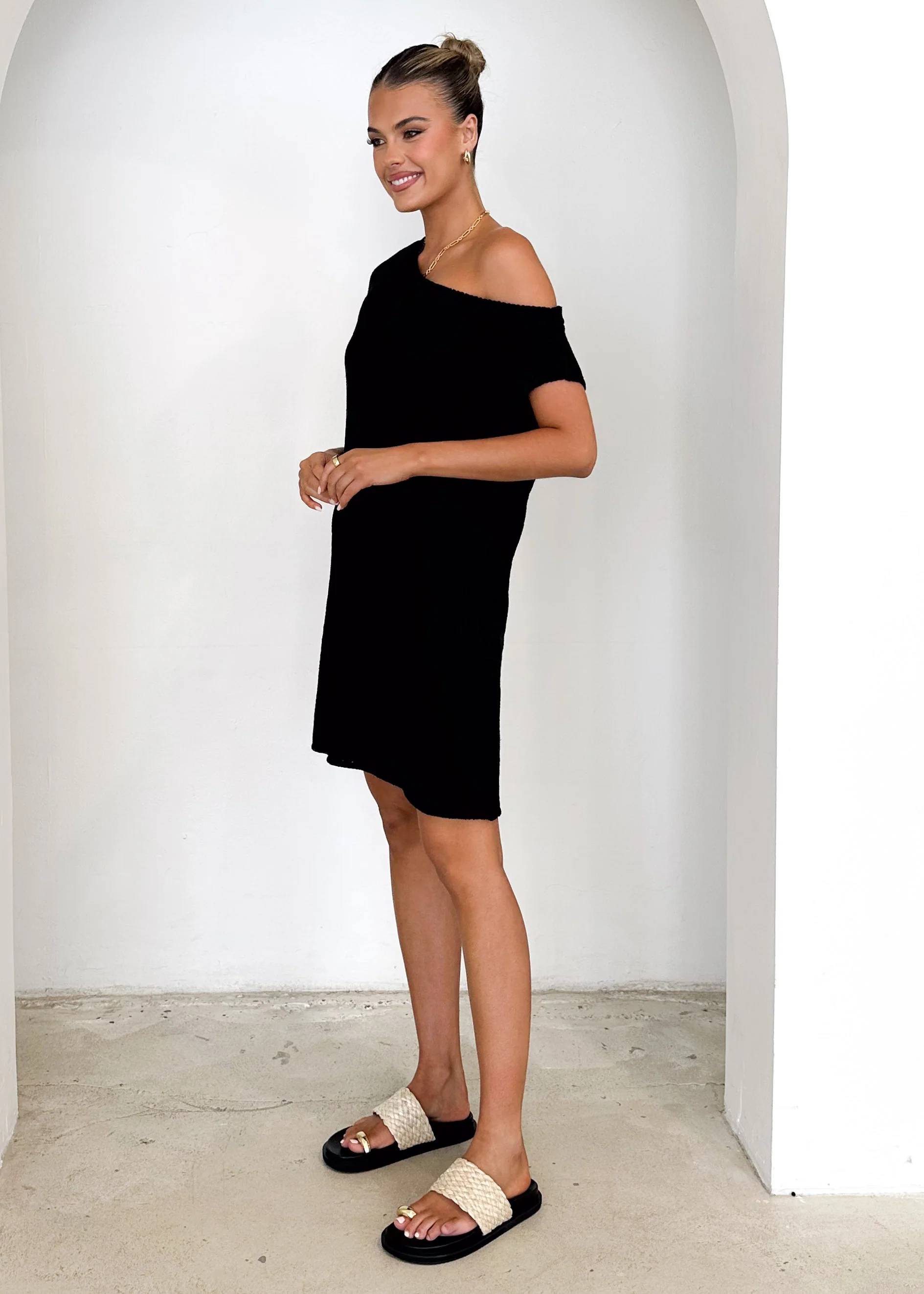 Esjay One Shoulder Dress - Black - Image 4