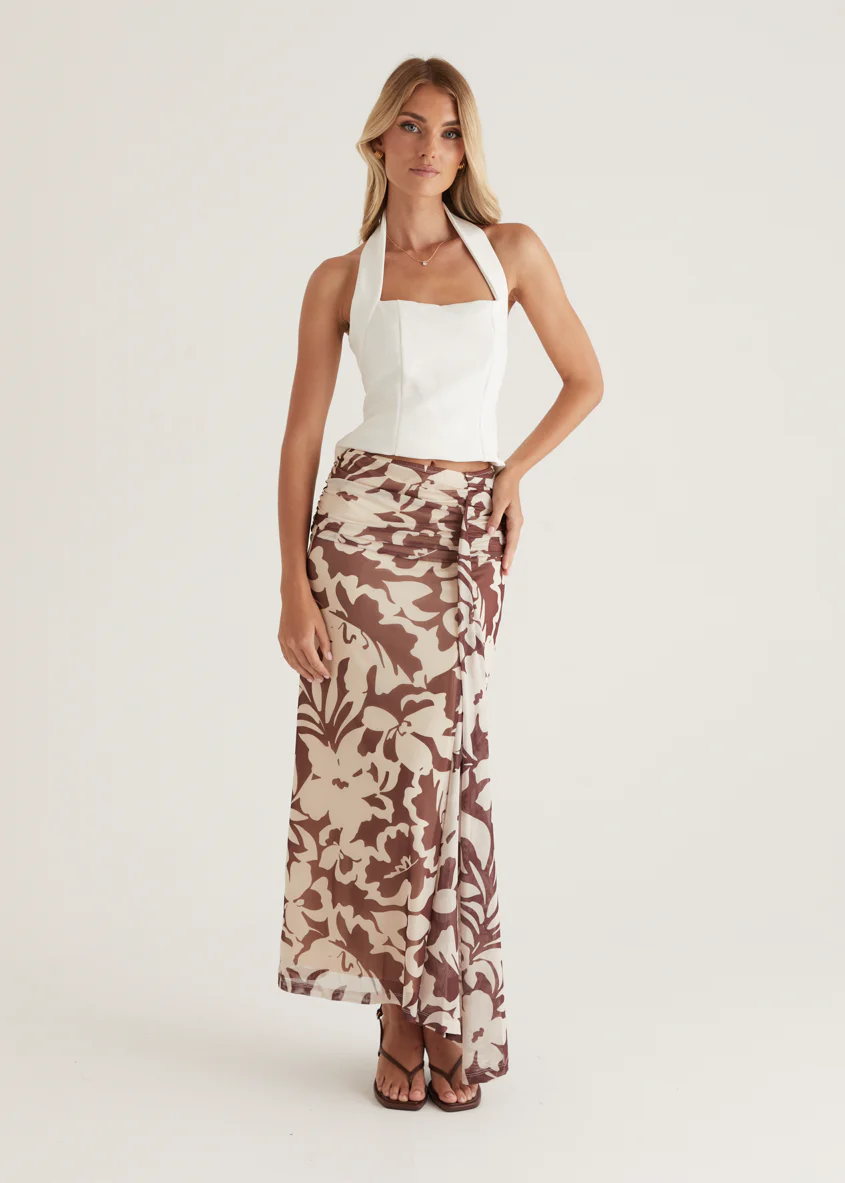 Eyso Mesh Maxi Skirt - Choc Flowers - Image 4