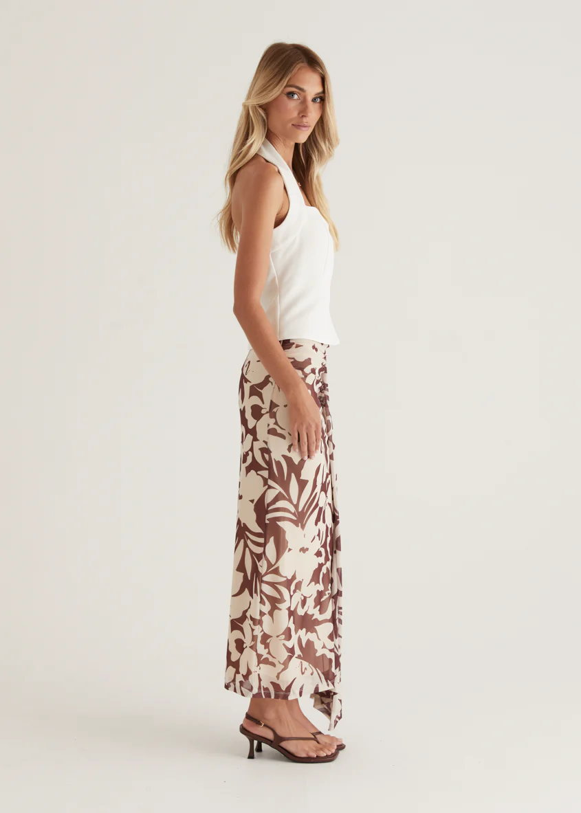 Eyso Mesh Maxi Skirt - Choc Flowers - Image 7