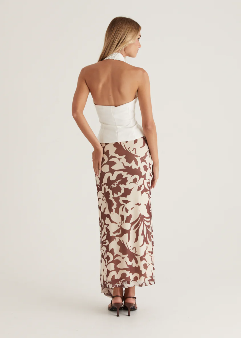 Eyso Mesh Maxi Skirt - Choc Flowers - Image 8