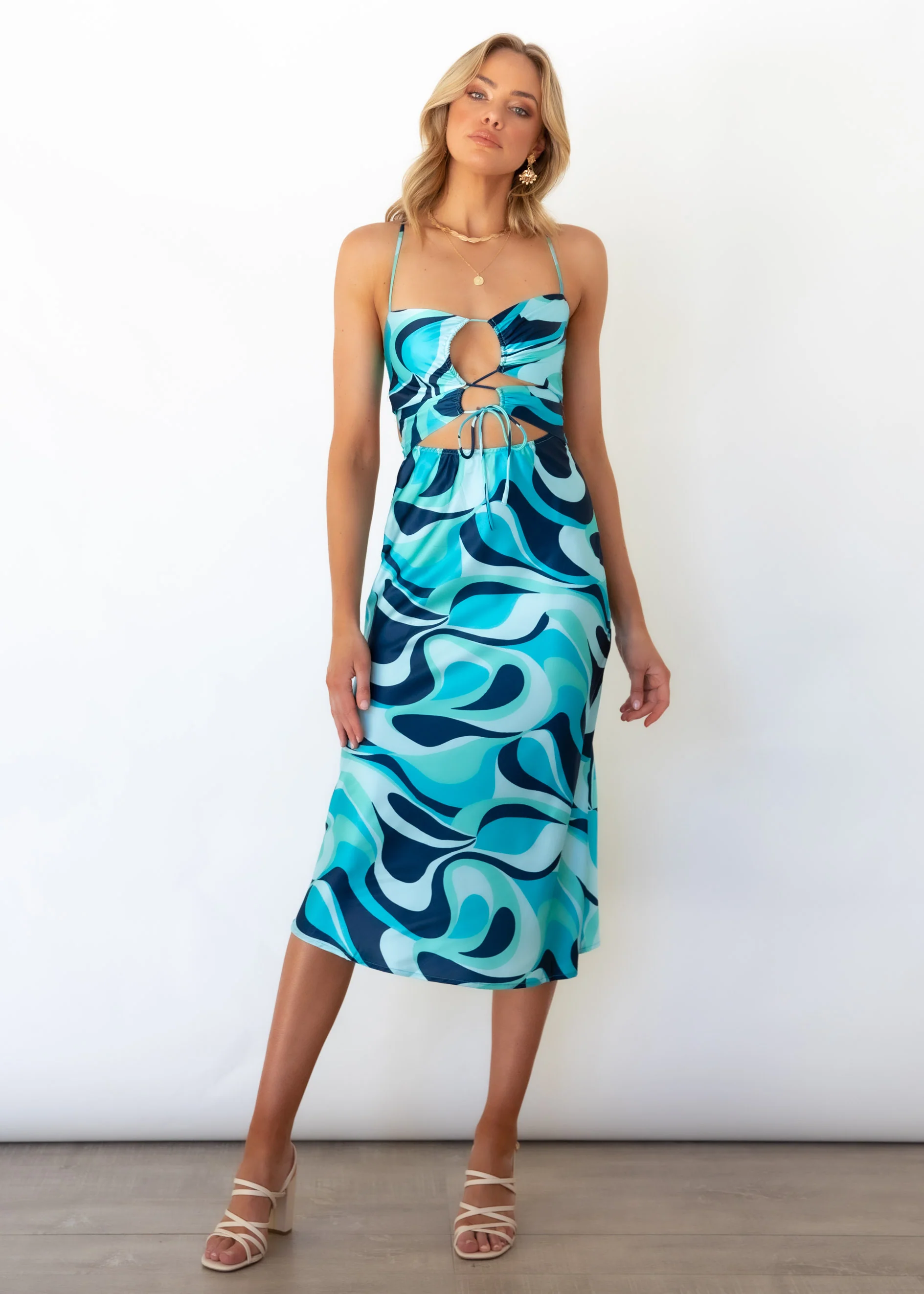 Fade Cut-Out Midi Dress - Blue Print - Image 2