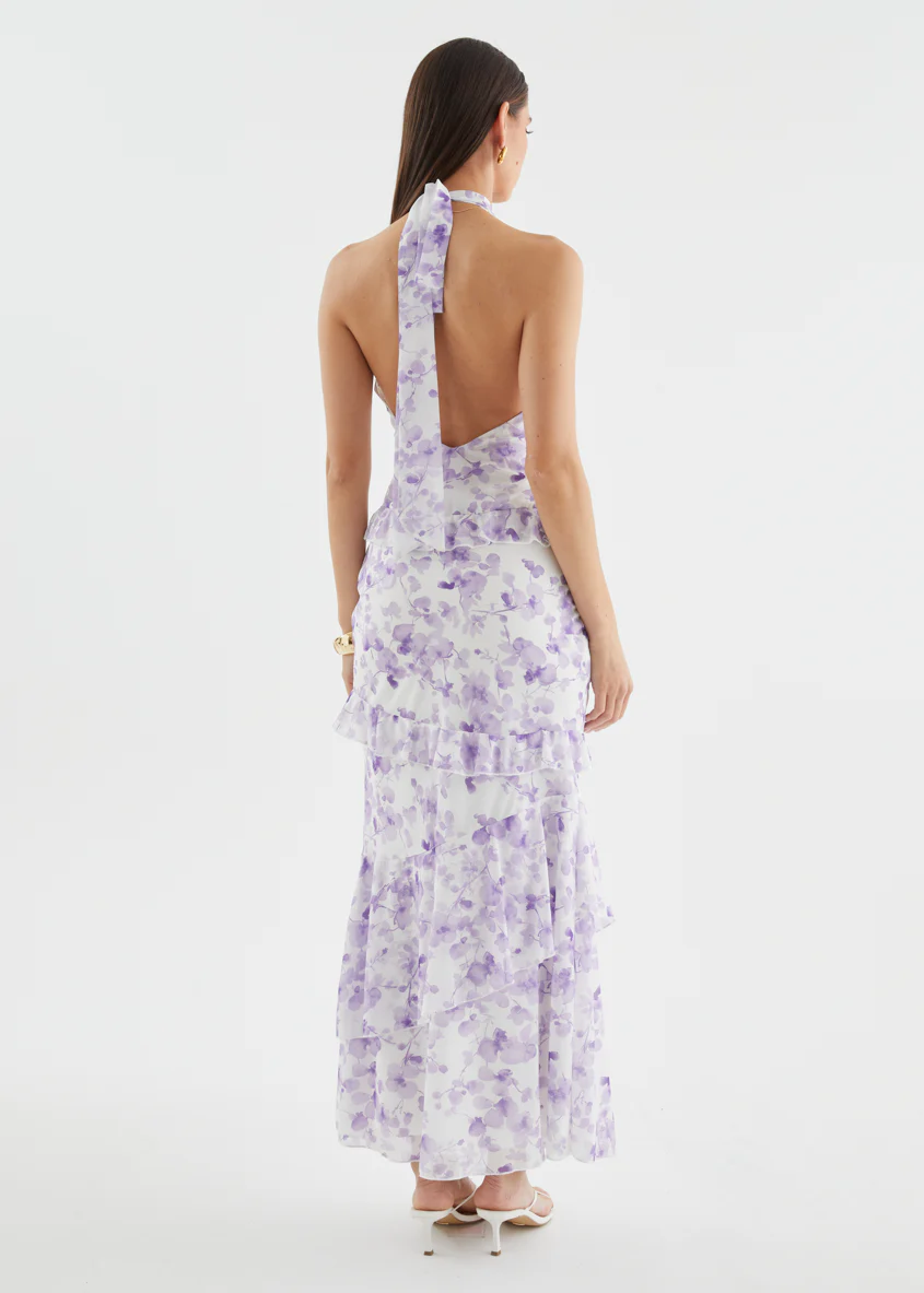 Ferryn Halter Maxi Dress - Purple Floral - Image 10