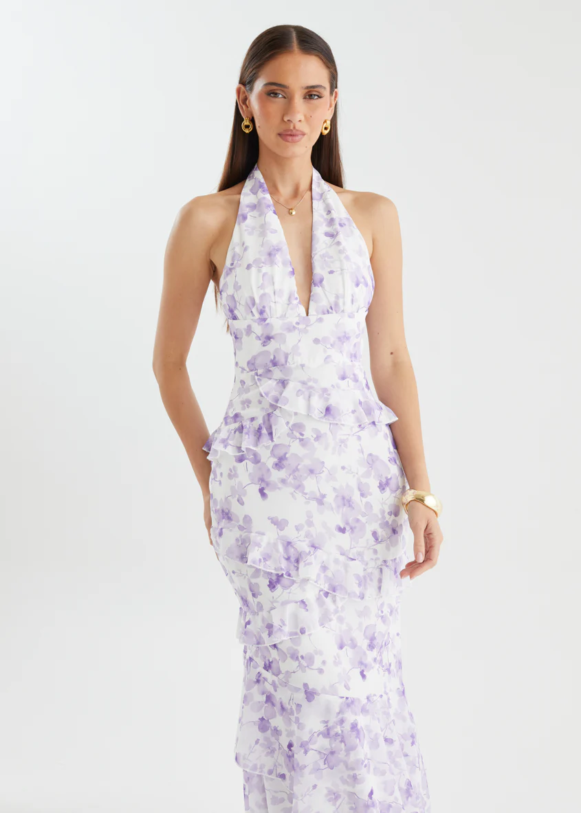 Ferryn Halter Maxi Dress - Purple Floral - Image 6