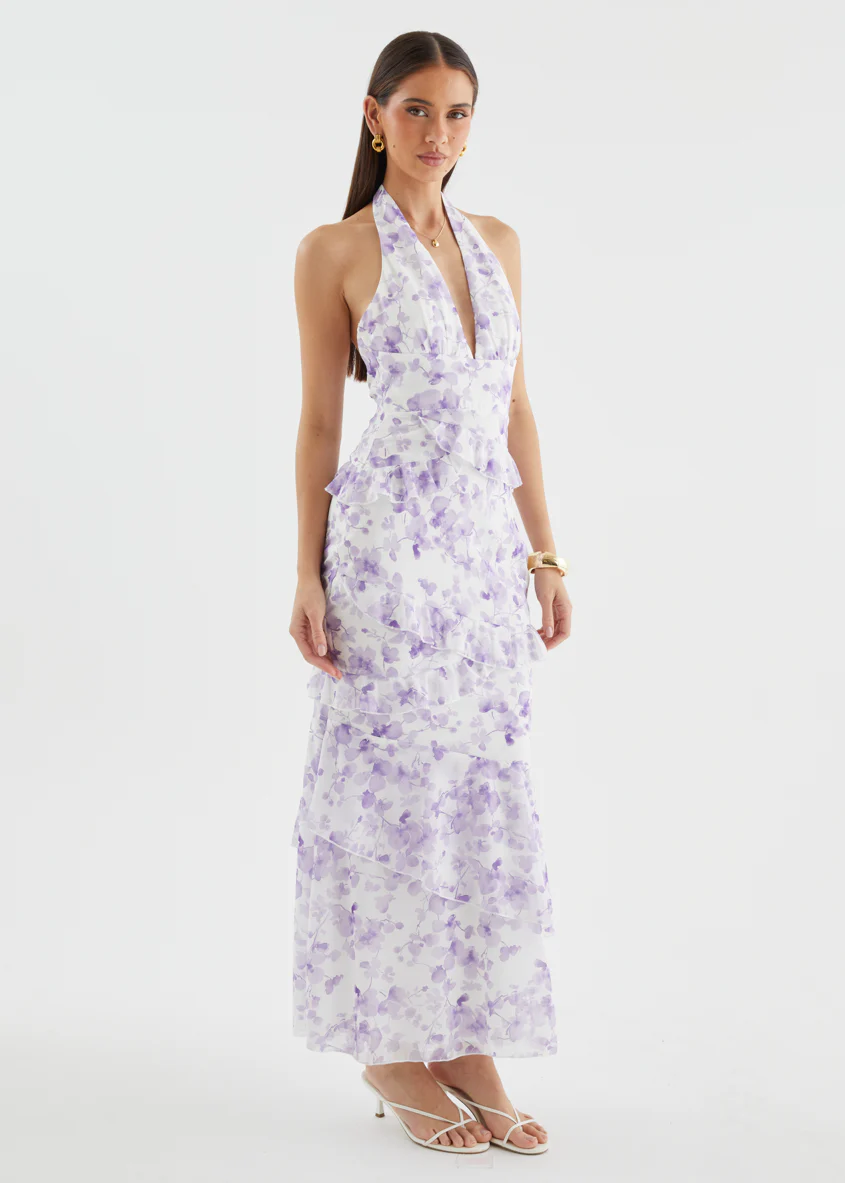 Ferryn Halter Maxi Dress - Purple Floral - Image 9