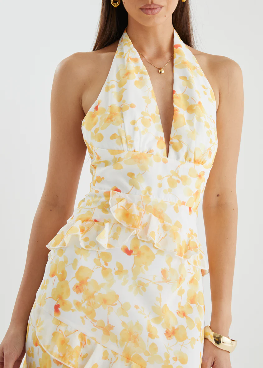 Ferryn Halter Maxi Dress - Yellow Floral - Image 10
