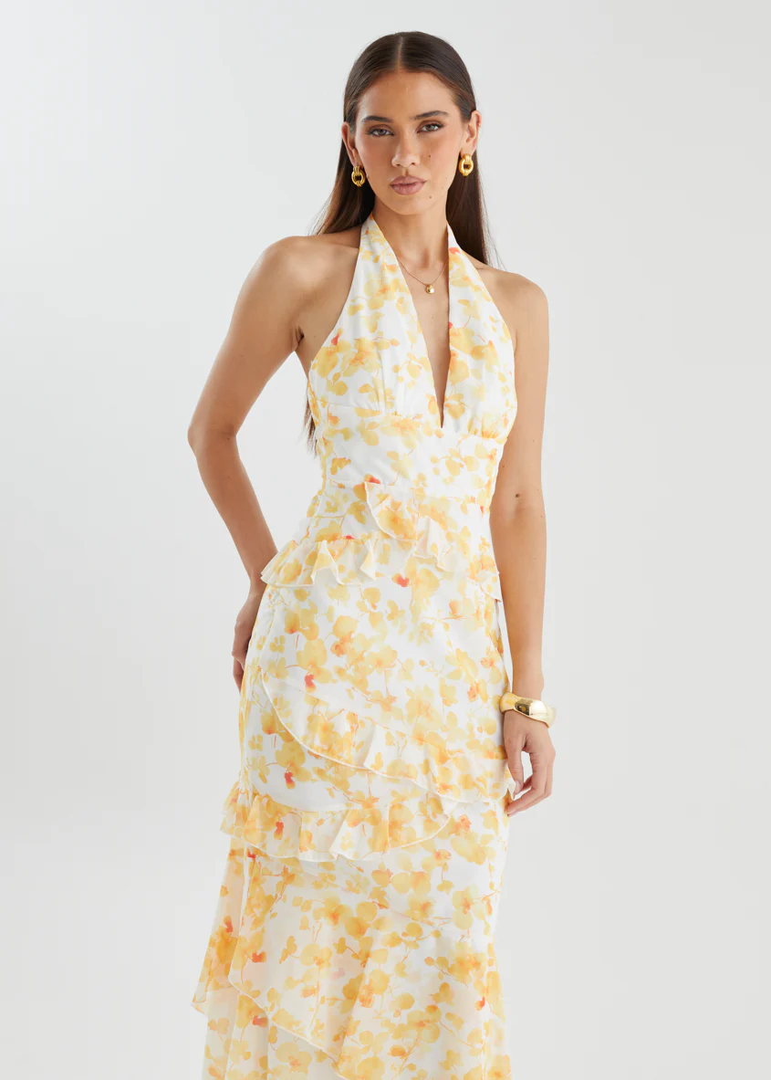 Ferryn Halter Maxi Dress - Yellow Floral - Image 6