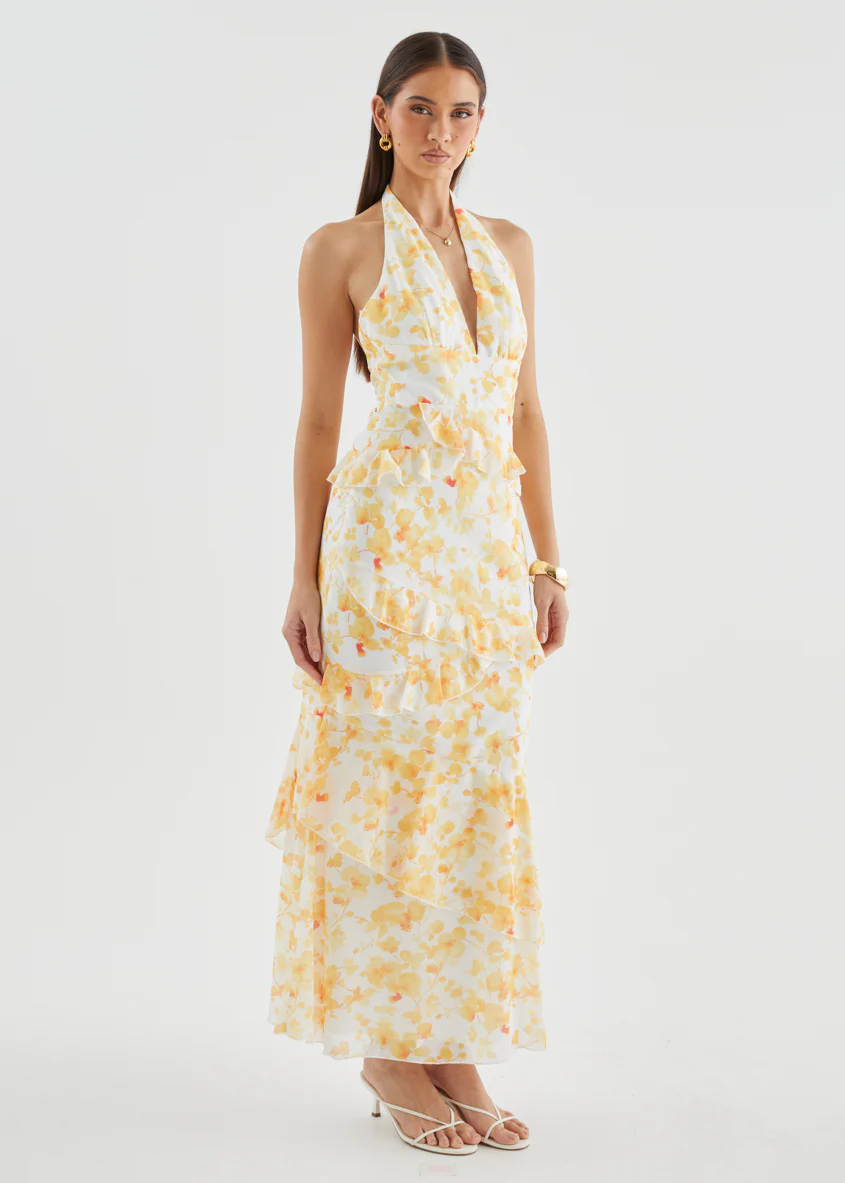 Ferryn Halter Maxi Dress - Yellow Floral - Image 8