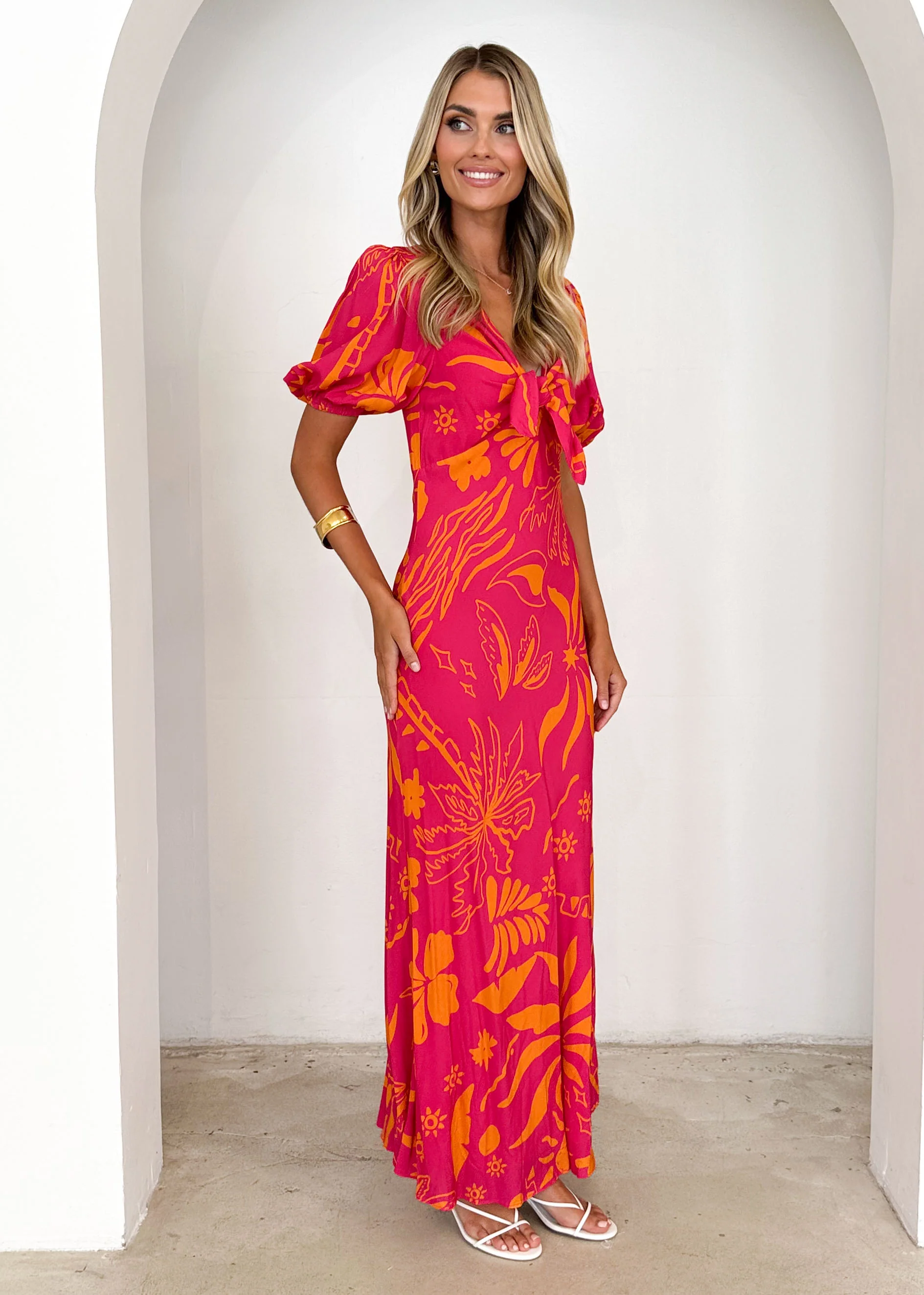 Fiona Midi Dress - Magenta Abstract - Image 5