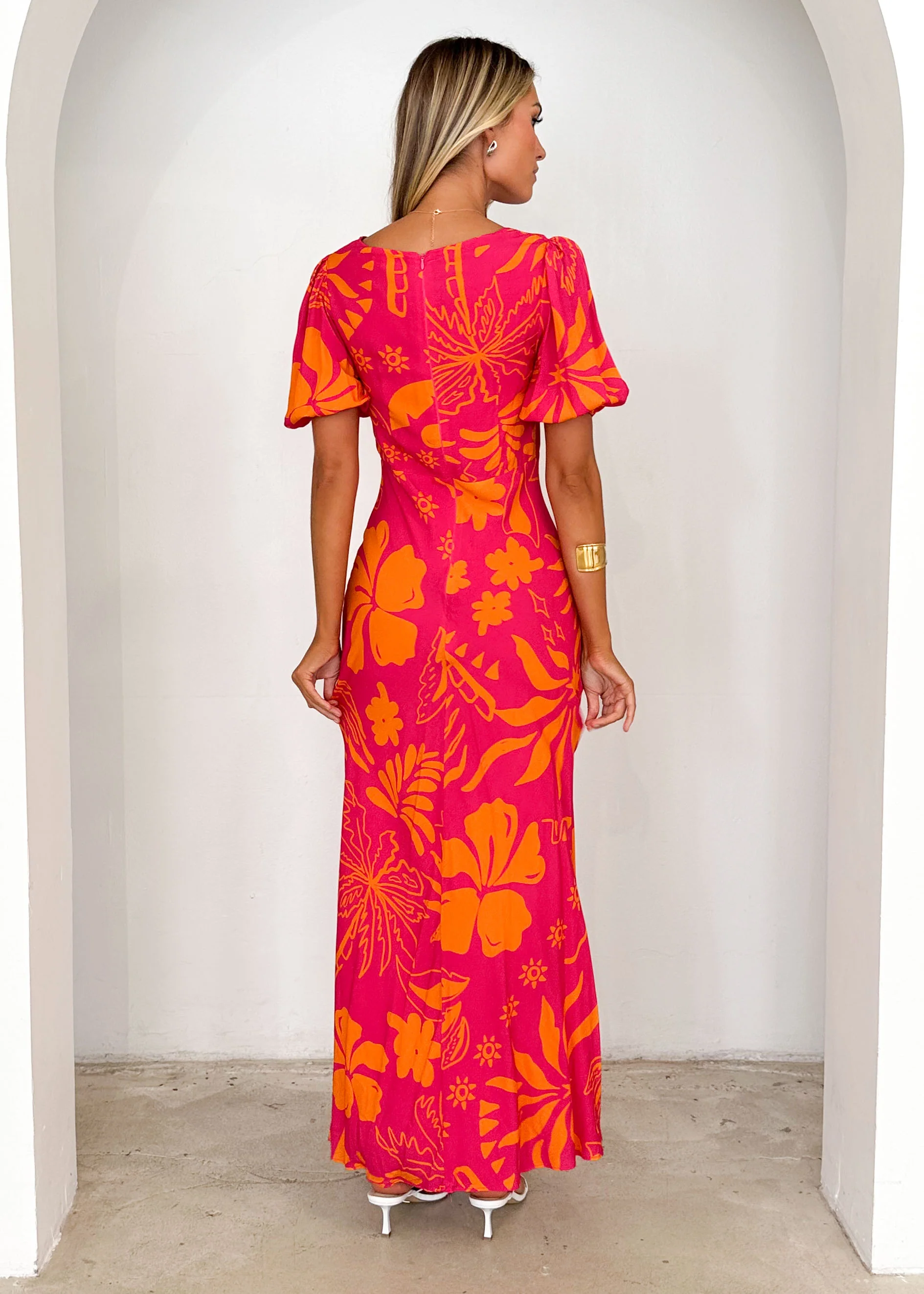 Fiona Midi Dress - Magenta Abstract - Image 6
