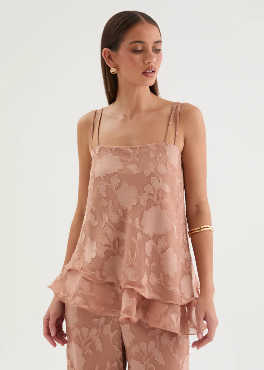 Francene Jacquard Cami - Dusty Peach