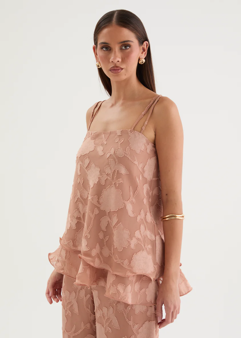 Francene Jacquard Cami - Dusty Peach - Image 3