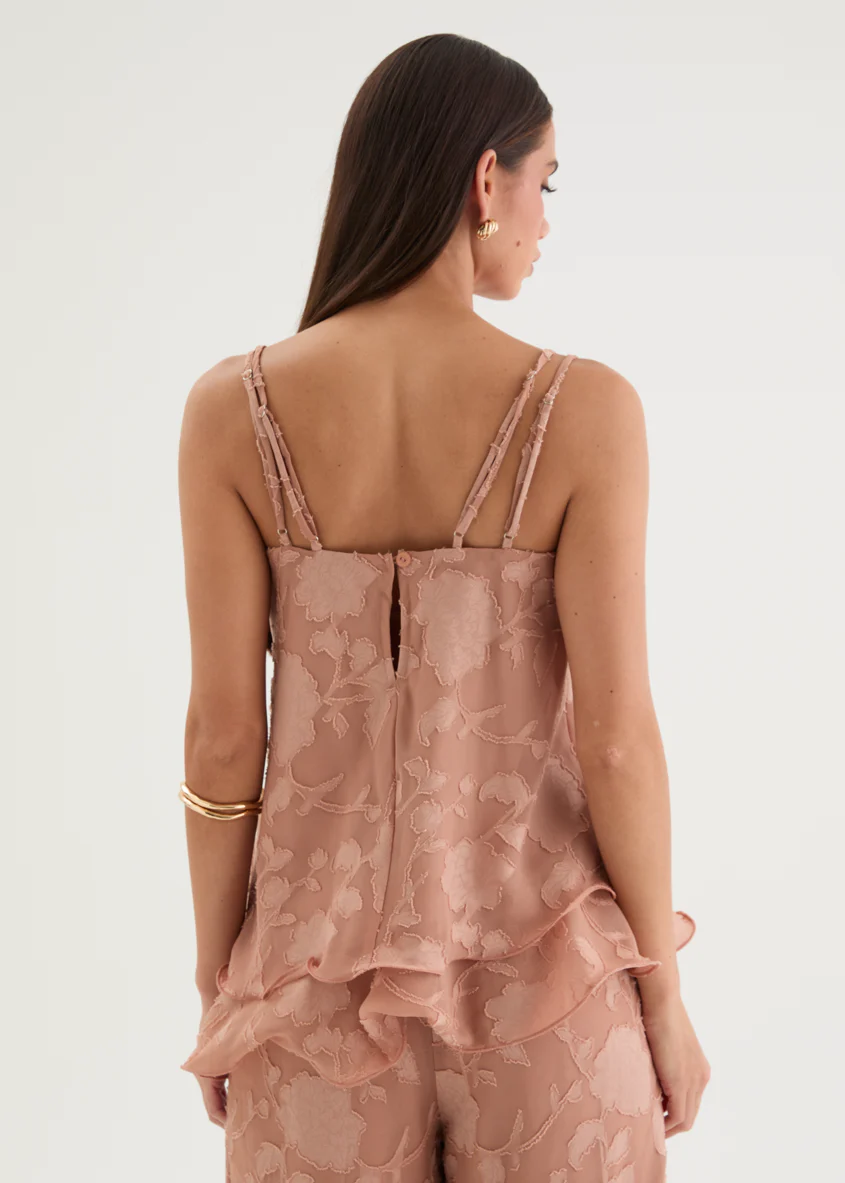 Francene Jacquard Cami - Dusty Peach - Image 5