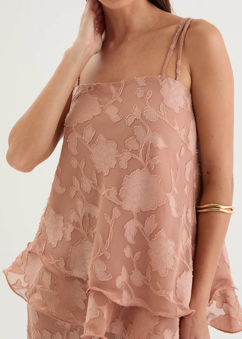 Francene Jacquard Cami - Dusty Peach - Image 9