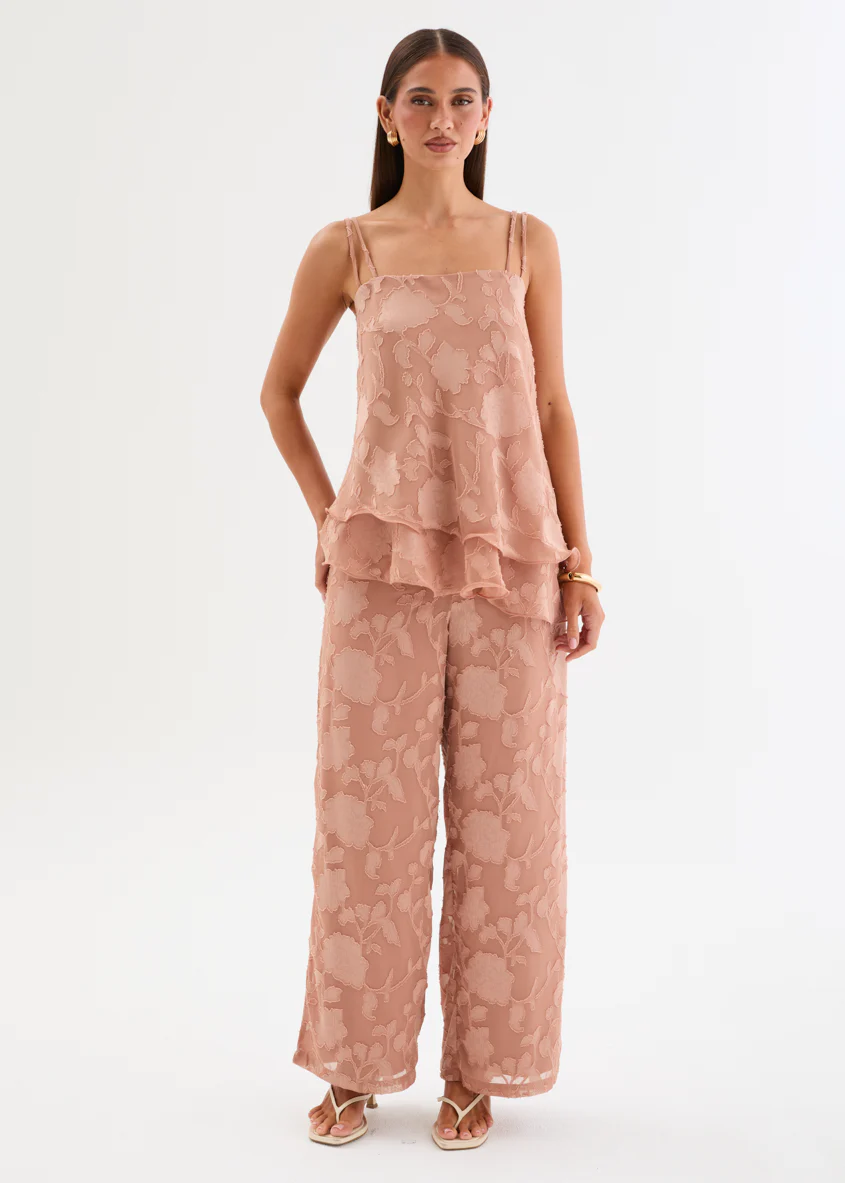 Francene Jacquard Pants - Dusty Peach