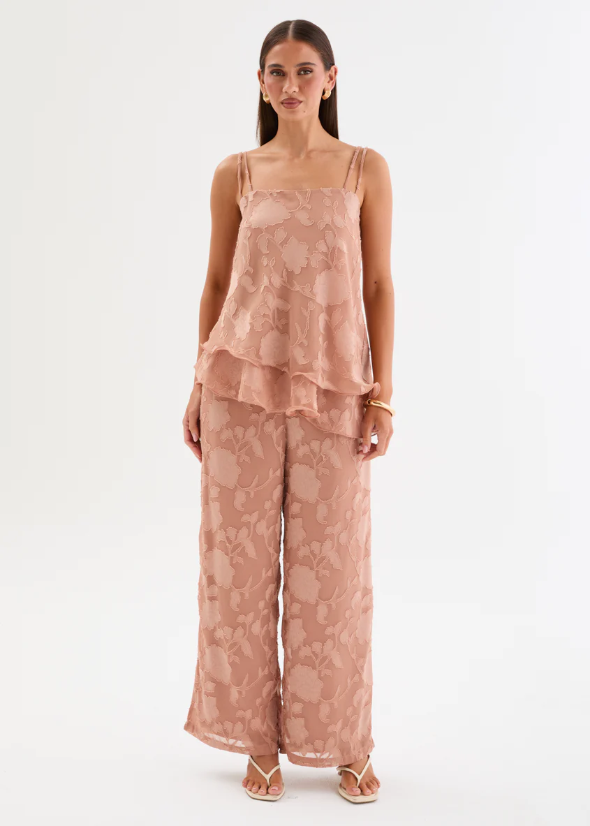 Francene Jacquard Pants - Dusty Peach - Image 3