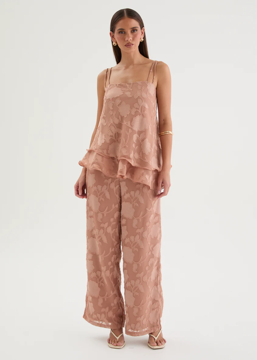 Francene Jacquard Pants - Dusty Peach - Image 7