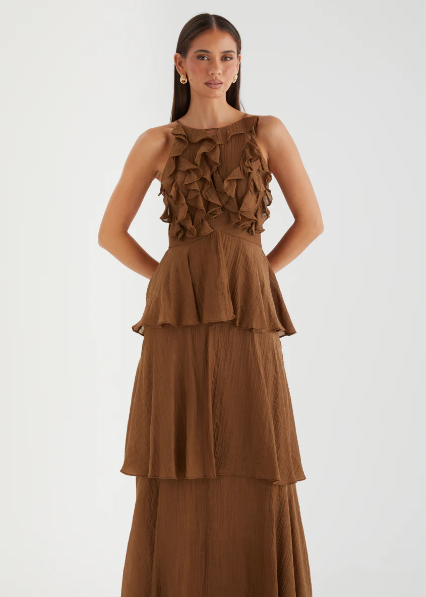 Gennara Maxi Dress - Coffee - Image 3